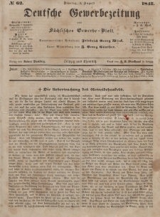 Deutsche Gewerbezeitung und Sächsisches Gewerbeblatt, Jahrg. XII, Dienstag, 3. August, nr 62.