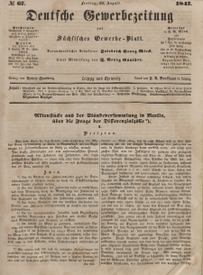 Deutsche Gewerbezeitung und Sächsisches Gewerbeblatt, Jahrg. XII, Freitag, 20. August, nr 67.