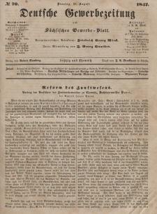 Deutsche Gewerbezeitung und Sächsisches Gewerbeblatt, Jahrg. XII, Dienstag, 31. August, nr 70.