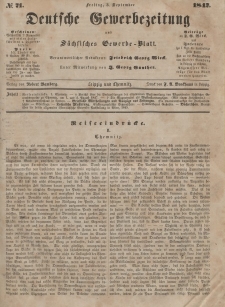 Deutsche Gewerbezeitung und Sächsisches Gewerbeblatt, Jahrg. XII, Dienstag, 3. September, nr 71.