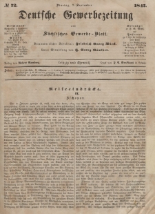 Deutsche Gewerbezeitung und Sächsisches Gewerbeblatt, Jahrg. XII, Dienstag, 7. September, nr 72.