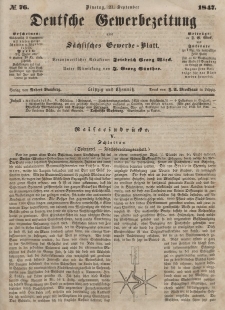 Deutsche Gewerbezeitung und Sächsisches Gewerbeblatt, Jahrg. XII, Dienstag, 21. September, nr 76.