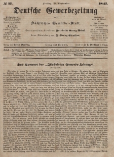 Deutsche Gewerbezeitung und Sächsisches Gewerbeblatt, Jahrg. XII, Freitag, 24. September, nr 77.