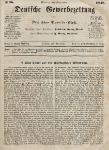 Deutsche Gewerbezeitung und Sächsisches Gewerbeblatt, Jahrg. XII, Dienstag, 28. September, nr 78.