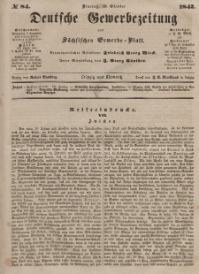 Deutsche Gewerbezeitung und Sächsisches Gewerbeblatt, Jahrg. XII, Dienstag, 19. Oktober, nr 84.