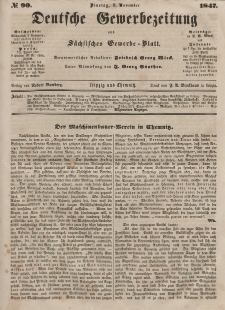 Deutsche Gewerbezeitung und Sächsisches Gewerbeblatt, Jahrg. XII, Dienstag, 9. November, nr 90.