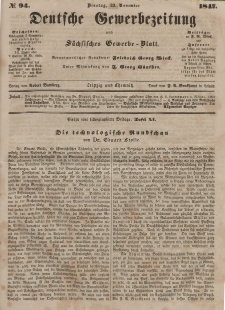 Deutsche Gewerbezeitung und Sächsisches Gewerbeblatt, Jahrg. XII, Dienstag, 23. November, nr 94.