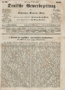 Deutsche Gewerbezeitung und Sächsisches Gewerbeblatt, Jahrg. XII, Dienstag, 6. Dezember, nr 98.
