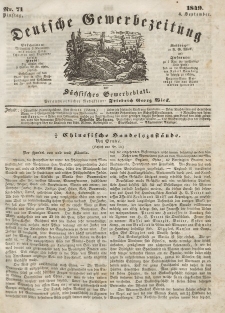 Deutsche Gewerbezeitung und Sächsisches Gewerbeblatt, Jahrg. XIV, Dienstag, 4. September, nr 71.