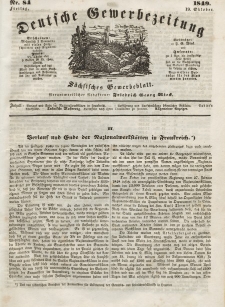 Deutsche Gewerbezeitung und Sächsisches Gewerbeblatt, Jahrg. XIV, Freitag, 19. Oktober, nr 84.