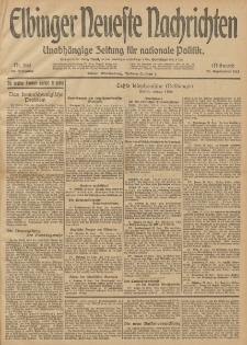 Elbinger Neueste Nachrichten, Nr. 262 Mittwoch 24 September 1913 65. Jahrgang