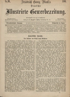 Deutsche Illustrirte Gewerbezeitung, 1869. Jahrg. XXXIV, nr 22.