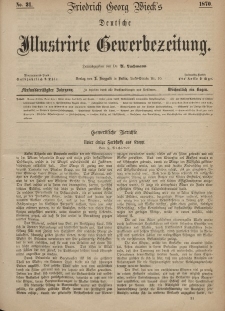 Deutsche Illustrirte Gewerbezeitung, 1870. Jahrg. XXXV, nr 31.