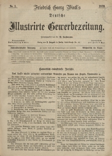Deutsche Illustrirte Gewerbezeitung, 1873. Jahrg. XXXVIII, nr 1.