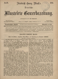 Deutsche Illustrirte Gewerbezeitung, 1874. Jahrg. XXXIX, nr 27.