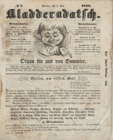 Kladderadatsch, 1. Jahrgang, Sonntag, 7. Mai 1848, Nr. 1