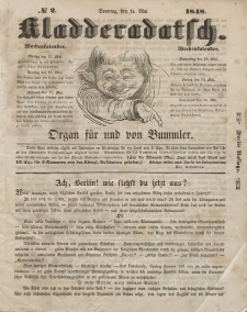 Kladderadatsch, 1. Jahrgang, Sonntag, 14. Mai 1848, Nr. 2