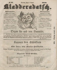 Kladderadatsch, 1. Jahrgang, Sonntag, 27. August 1848, Nr. 17