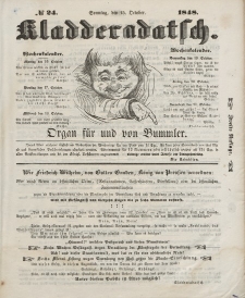Kladderadatsch, 1. Jahrgang, Sonntag, 15. Oktober 1848, Nr. 24