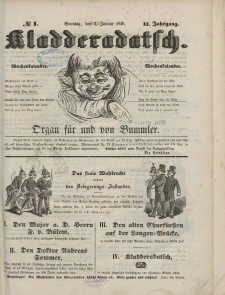 Kladderadatsch, 2. Jahrgang, Sonntag, 7. Januar 1849, Nr. 1