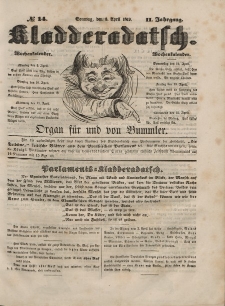 Kladderadatsch, 2. Jahrgang, Sonntag, 8. April 1849, Nr. 14