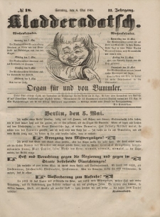 Kladderadatsch, 2. Jahrgang, Sonntag, 6. Mai 1849, Nr. 18