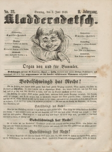 Kladderadatsch, 2. Jahrgang, Sonntag, 3. Juni 1849, Nr. 22
