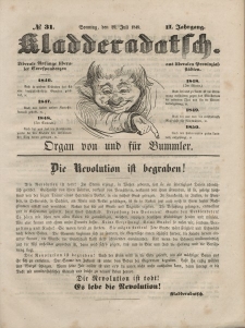 Kladderadatsch, 2. Jahrgang, Sonntag, 29. Juli 1849, Nr. 31