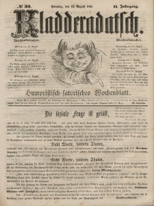 Kladderadatsch, 2. Jahrgang, Sonntag, 12. August 1849, Nr. 33