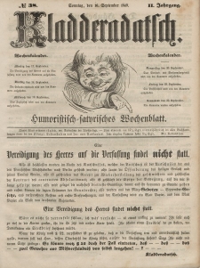 Kladderadatsch, 2. Jahrgang, Sonntag, 16. September 1849, Nr. 38
