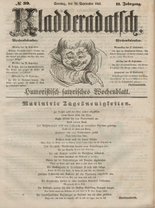 Kladderadatsch, 2. Jahrgang, Sonntag, 23. September 1849, Nr. 39