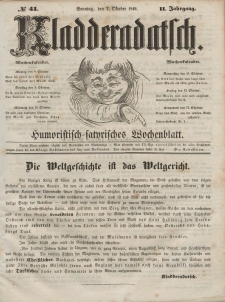 Kladderadatsch, 2. Jahrgang, Sonntag, 7. Oktober 1849, Nr. 41