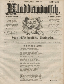 Kladderadatsch, 2. Jahrgang, Sonntag, 14. Oktober 1849, Nr. 42