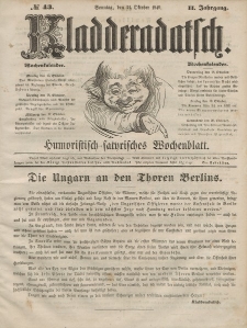 Kladderadatsch, 2. Jahrgang, Sonntag, 21. Oktober 1849, Nr. 43