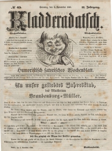 Kladderadatsch, 2. Jahrgang, Sonntag, 4. November 1849, Nr. 45