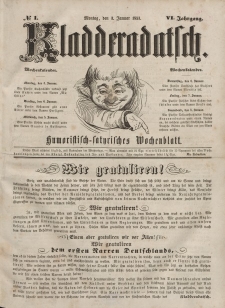 Kladderadatsch, 6. Jahrgang, Montag, 3. Januar 1853, Nr. 1