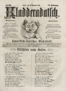 Kladderadatsch, 6. Jahrgang, Sonntag, 25. Dezember 1853, Nr. 60 + dod.