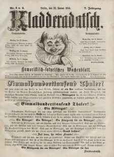 Kladderadatsch, 7. Jahrgang, 22. Januar 1854, Nr. 4/5