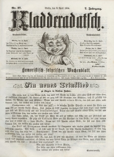 Kladderadatsch, 7. Jahrgang, 9. April 1854, Nr. 17