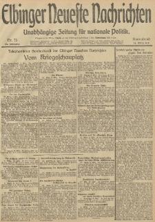 Elbinger Neueste Nachrichten, Nr. 73 Sonnabend 15 März 1913 65. Jahrgang