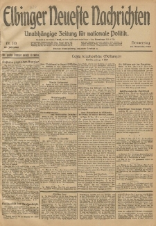 Elbinger Neueste Nachrichten, Nr. 318 Donnerstag 20 November 1913 65. Jahrgang