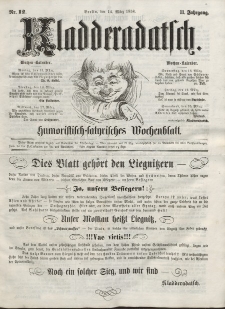 Kladderadatsch, 11. Jahrgang, 14. März 1858, Nr. 12