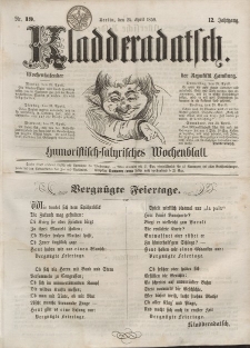 Kladderadatsch, 12. Jahrgang, 24. April 1859, Nr. 19
