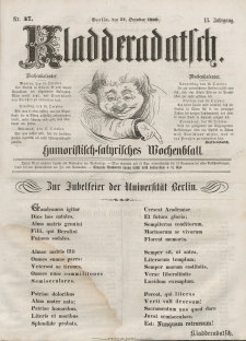 Kladderadatsch, 13. Jahrgang, 14. Oktober 1860, Nr. 47