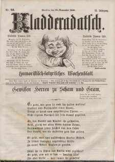 Kladderadatsch, 13. Jahrgang, 18. November 1860, Nr. 53