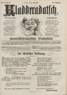 Kladderadatsch, 15. Jahrgang, 30. März 1862, Nr. 14/15