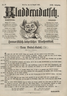Kladderadatsch, 18. Jahrgang, 13. August 1865, Nr. 37