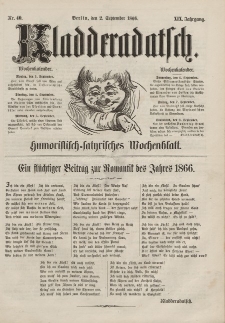 Kladderadatsch, 19. Jahrgang, 2. September 1866, Nr. 40