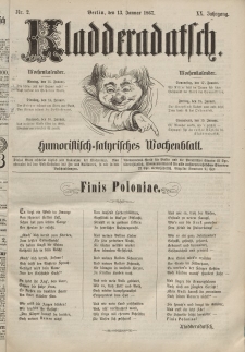 Kladderadatsch, 20. Jahrgang, 13. Januar 1867, Nr. 2