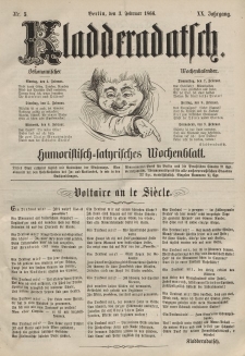 Kladderadatsch, 20. Jahrgang, 3. Februar 1867, Nr. 5